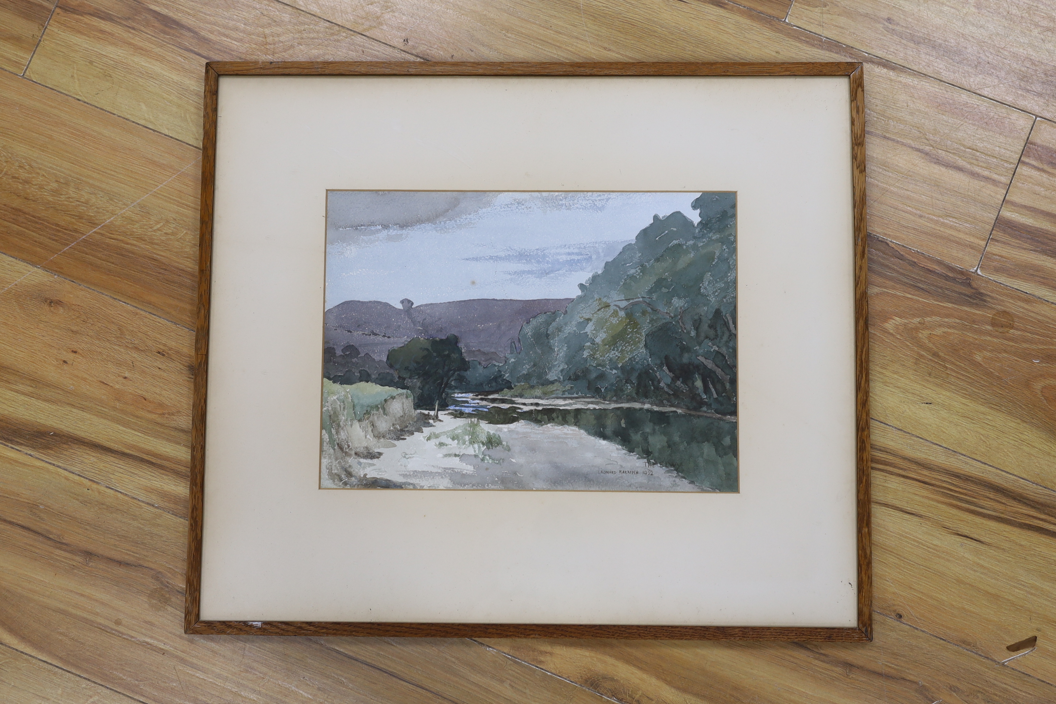 Leonard Barnish (1884-1975), watercolour, Mountainous River landscape, signed and dated 1952, 27 x 37cm